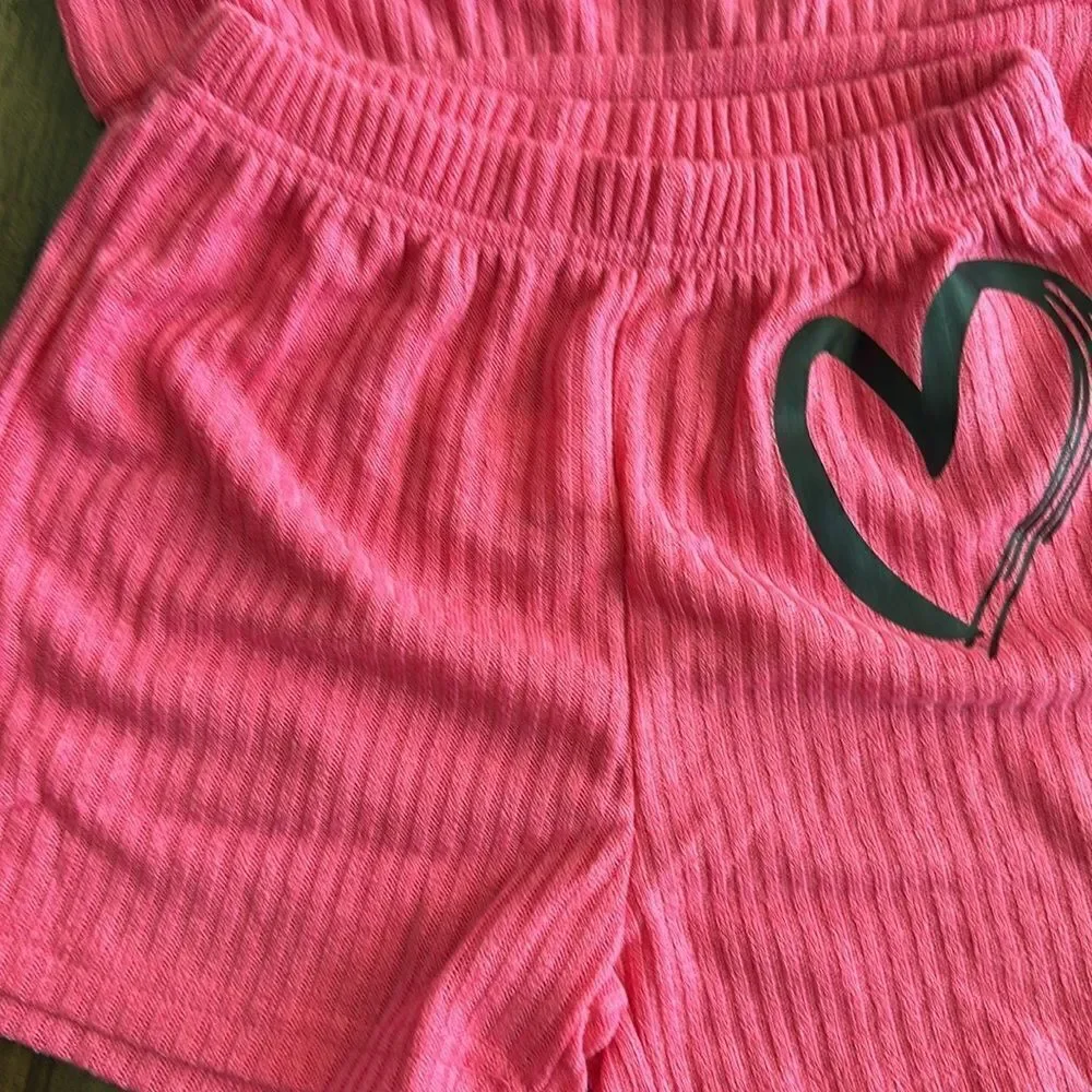 NWT Child Girls 2 Piece Short Set Pink  Sleeveless Top -  Size 5